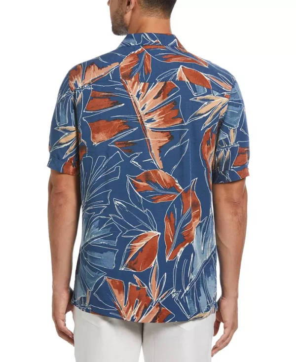 Men's Big & Tall Short Sleeve Button-Front Oversized Tropical Print Camp Shirt - Image 4