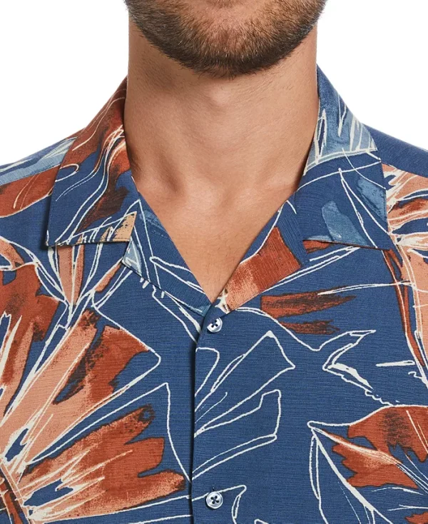 Men's Big & Tall Short Sleeve Button-Front Oversized Tropical Print Camp Shirt - Image 2