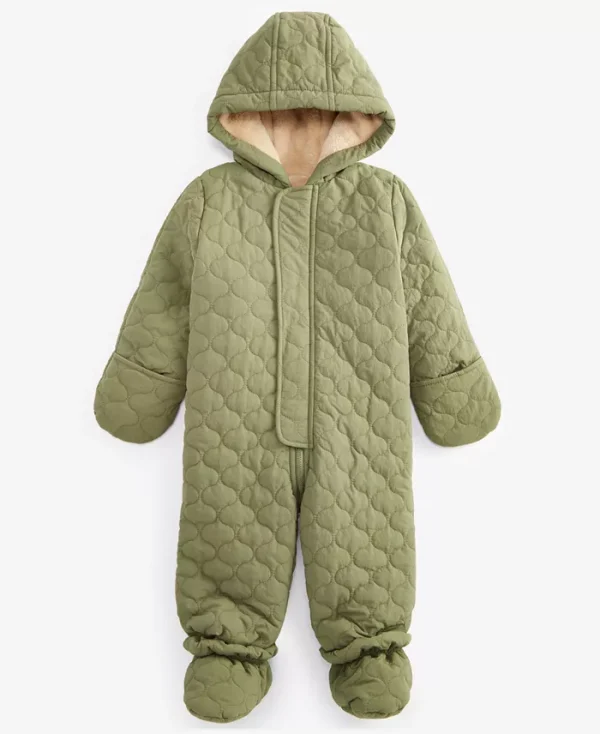 Baby Girls and Boys Hooded Quilted Footed Snowsuit