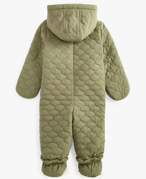 Baby Girls and Boys Hooded Quilted Footed Snowsuit - Image 3